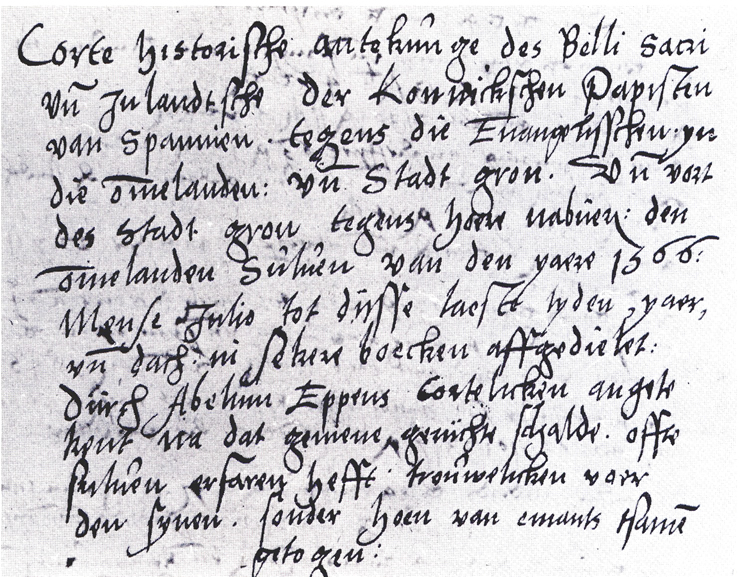 Gedeelte uit de kroniek in het oorspronkelijke handschrift van Abel Eppens. Bron: Creative Commons.